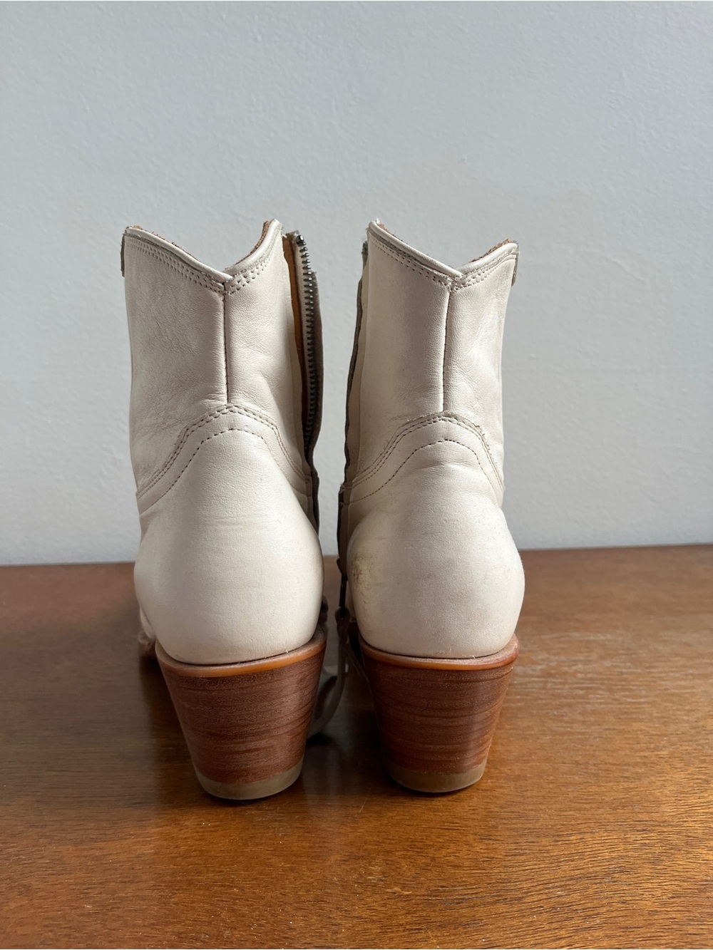 Tecovas Cream Leather Western Ankle Boots - The Daisy - Picture 2 of 6